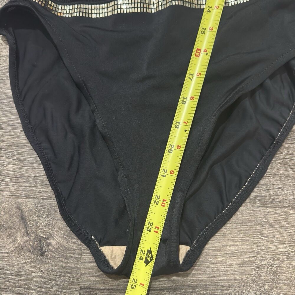 Vintage Anne Klein Sirena Black One Piece Swimsuit Size S/M Mesh Rhinestone 90s - Picture 7 of 9
